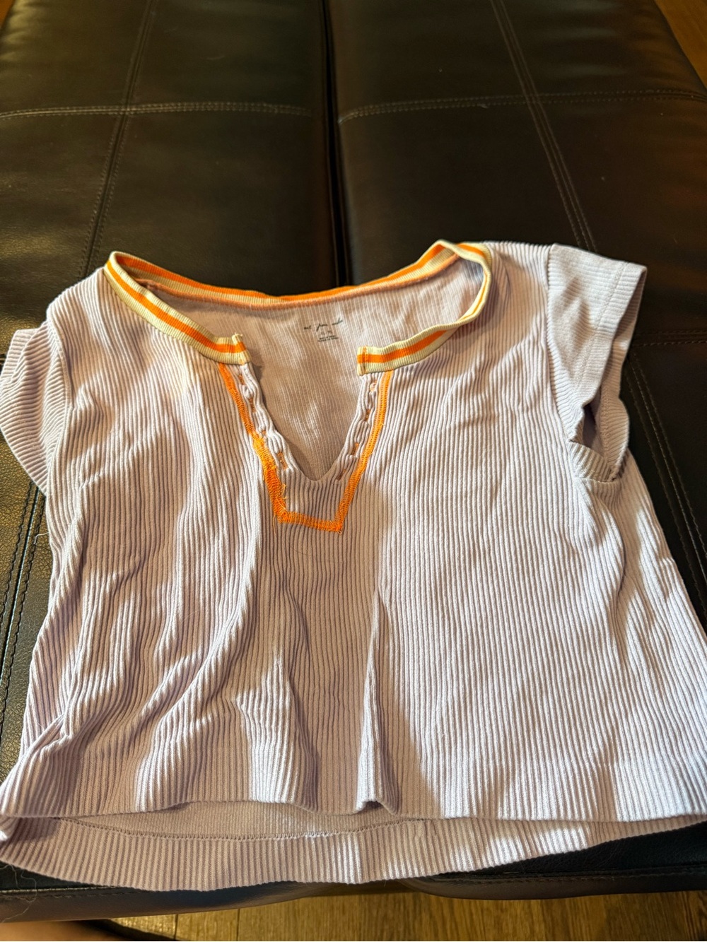 Urban Outfitters Lavender Ribbed Crop Top with Orange Trim